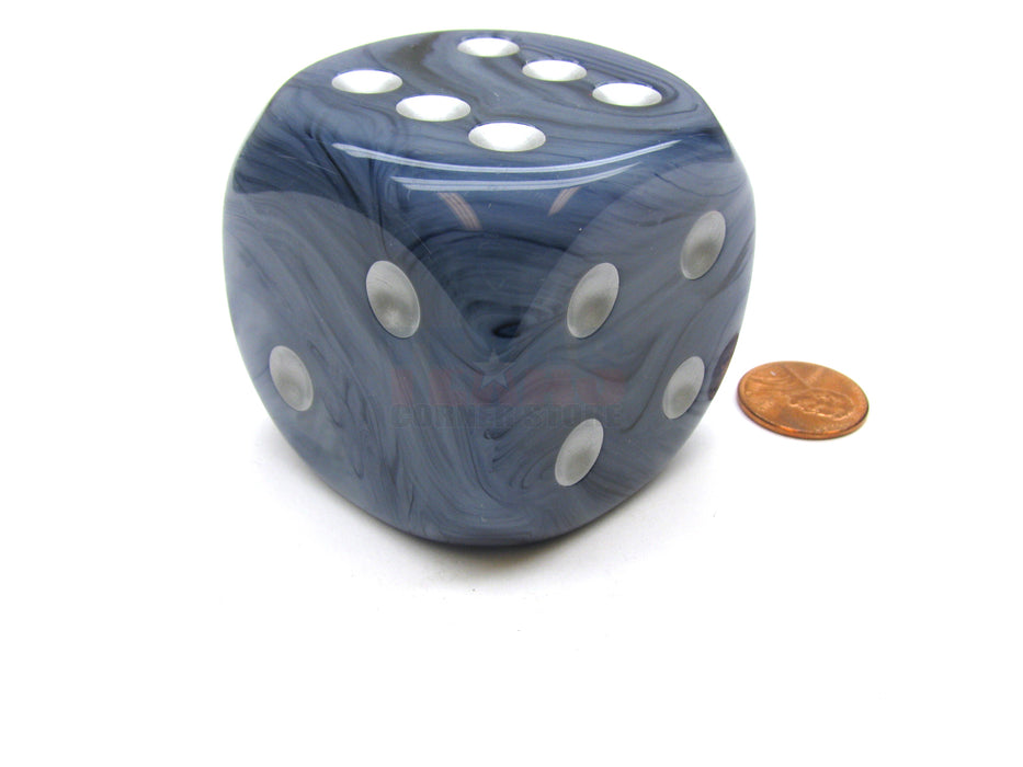 Phantom 50mm Huge Large D6 Chessex Dice, 1 Piece - Black/Blue with Silver Pips