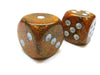 Glitter 30mm Large D6 Chessex Dice, 2 Pieces - Gold with Silver Pips