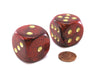 Glitter 30mm Large D6 Chessex Dice, 2 Pieces - Ruby with Gold Pips