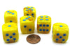 Vortex 20mm Big D6 Chessex Dice, 6 Pieces - Yellow with Blue Pips