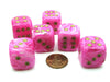 Vortex 20mm Big D6 Chessex Dice, 6 Pieces - Pink with Gold Pips