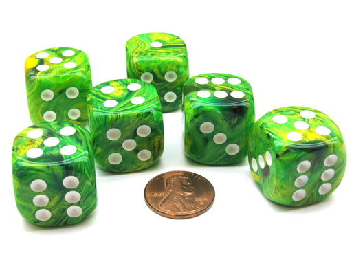 Vortex 20mm Big D6 Chessex Dice, 6 Pieces - Dandelion with White Pips