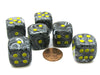 Vortex 20mm Big D6 Chessex Dice, 6 Pieces - Black with Yellow Pips
