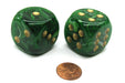 Vortex 30mm Large D6 Chessex Dice, 2 Pieces - Green with Gold Pips