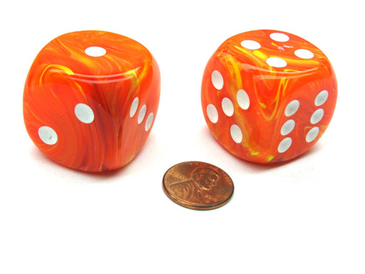 Vortex 30mm Large D6 Chessex Dice, 2 Pieces - Solar with White Pips