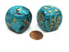 Vortex 30mm Large D6 Chessex Dice, 2 Pieces - Teal with Gold Pips