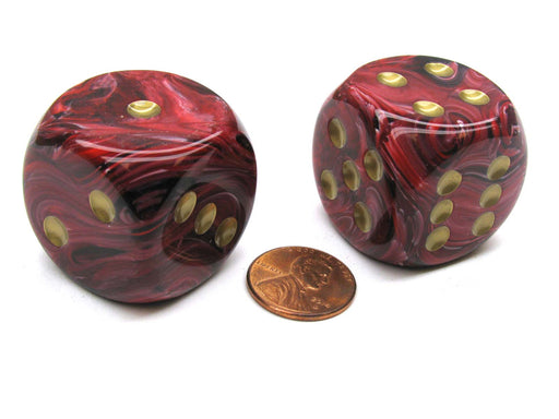 Vortex 30mm Large D6 Chessex Dice, 2 Pieces - Burgundy with Gold Pips