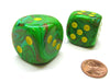 Vortex 30mm Large D6 Chessex Dice, 2 Pieces - Slime with Yellow Pips