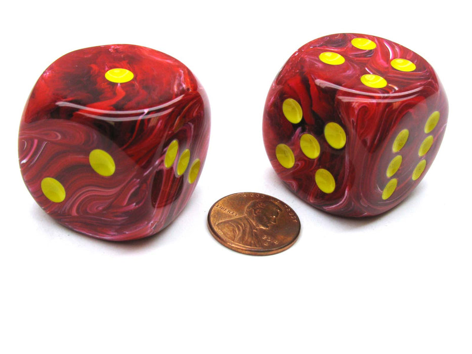 Vortex 30mm Large D6 Chessex Dice, 2 Pieces - Red with Yellow Pips