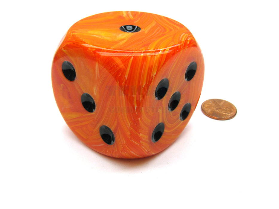 Vortex 50mm Huge Large D6 Chessex Dice, 1 Piece - Orange with Black Pips
