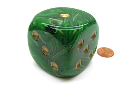 Vortex 50mm Huge Large D6 Chessex Dice, 1 Piece - Green with Gold Pips