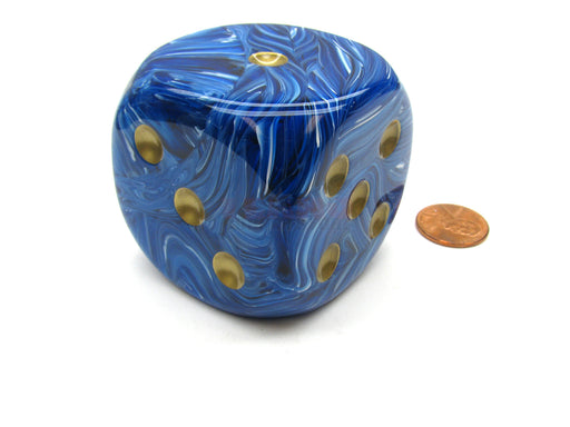 Vortex 50mm Huge Large D6 Chessex Dice, 1 Piece - Blue with Gold Pips