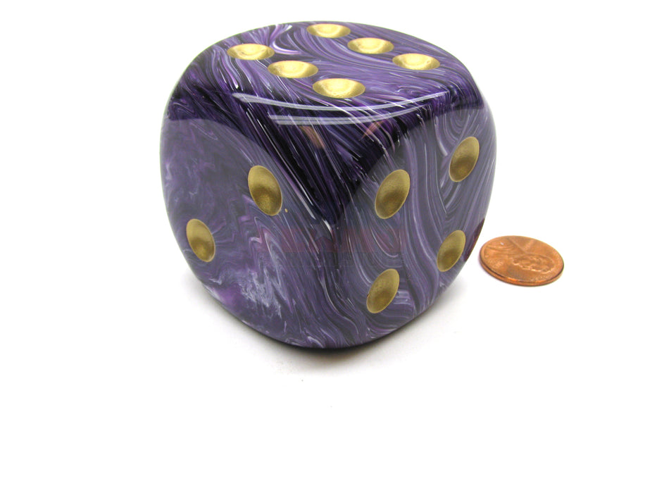 Vortex 50mm Huge Large D6 Chessex Dice, 1 Piece - Purple with Gold Pips