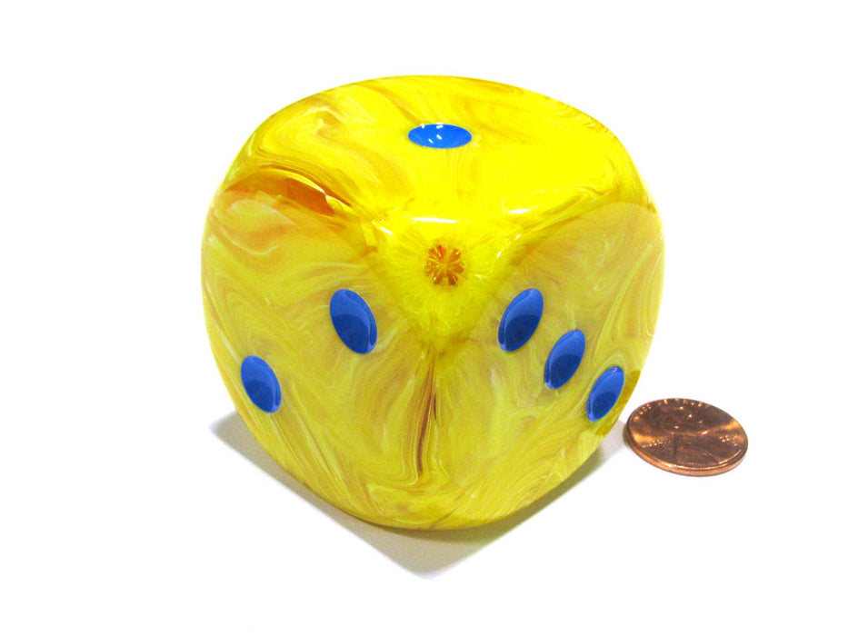 Vortex 50mm Huge Large D6 Chessex Dice, 1 Piece - Yellow with Blue Pips