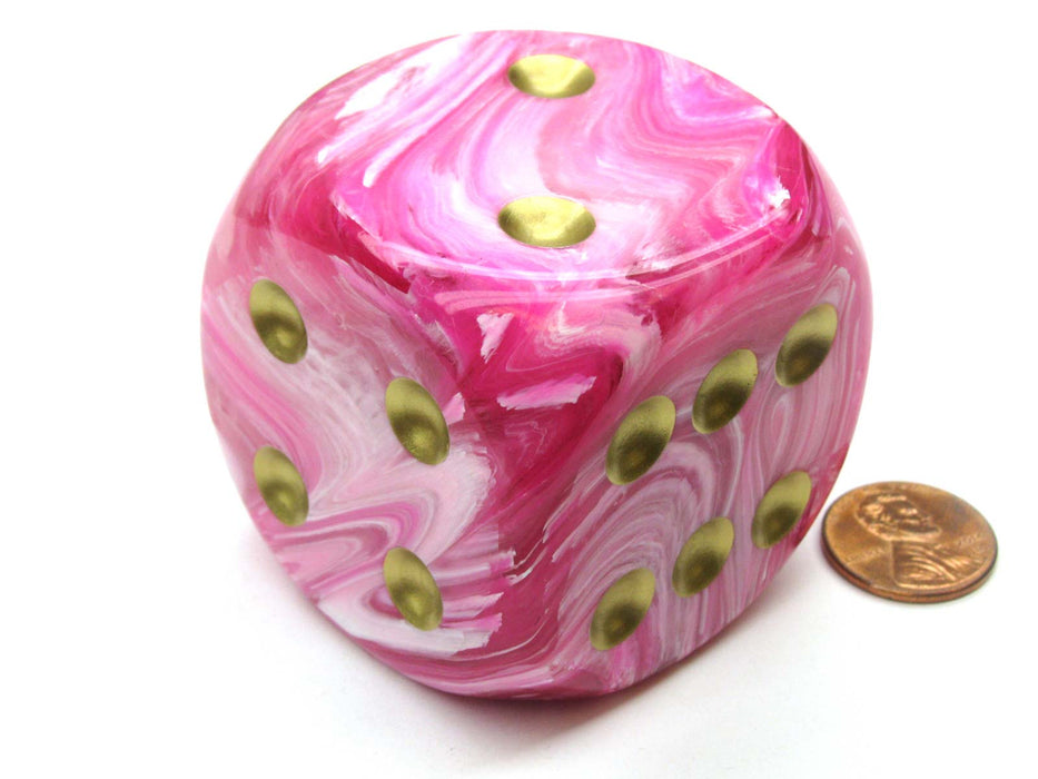Vortex 50mm Huge Large D6 Chessex Dice, 1 Piece - Pink with Gold Pips