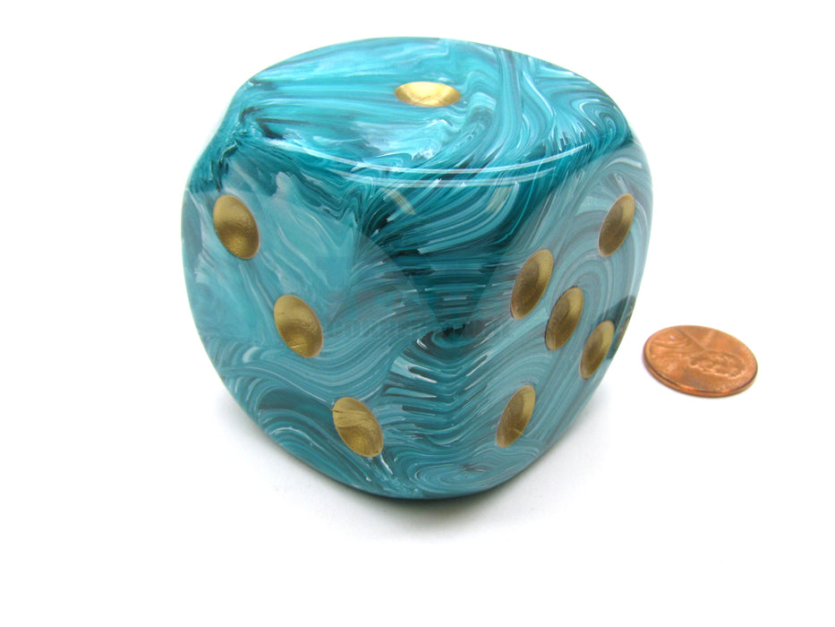 Vortex 50mm Huge Large D6 Chessex Dice, 1 Piece - Teal with Gold Pips