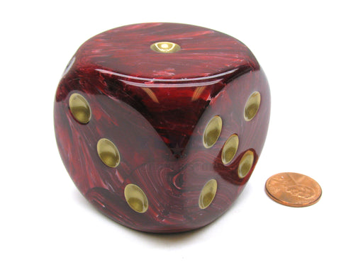 Vortex 50mm Huge Large D6 Chessex Dice, 1 Piece - Burgundy with Gold Pips