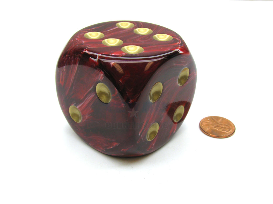 Vortex 50mm Huge Large D6 Chessex Dice, 1 Piece - Burgundy with Gold Pips