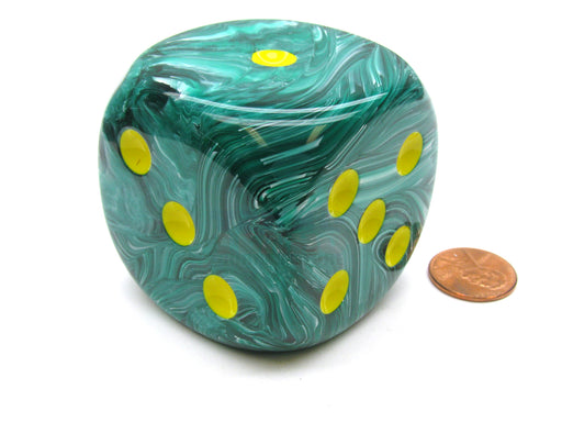 Vortex 50mm Huge Large D6 Chessex Dice, 1 Piece - Malachite Green with Yellow