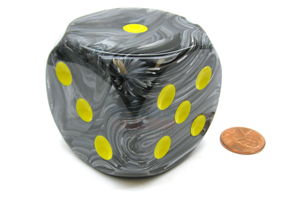 Vortex 50mm Huge Large D6 Chessex Dice, 1 Piece - Black with Yellow Pips