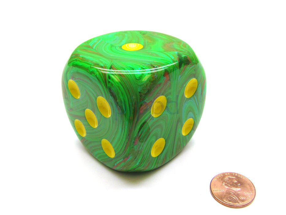 Vortex 50mm Huge Large D6 Chessex Dice, 1 Piece - Slime with Yellow Pips