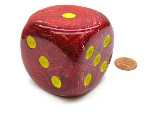 Vortex 50mm Huge Large D6 Chessex Dice, 1 Piece - Red with Yellow Pips