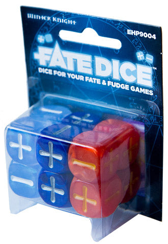 Fate Dice for Fate & Fudge Games - 12 D6 Dresden Files Winter Knight Dice