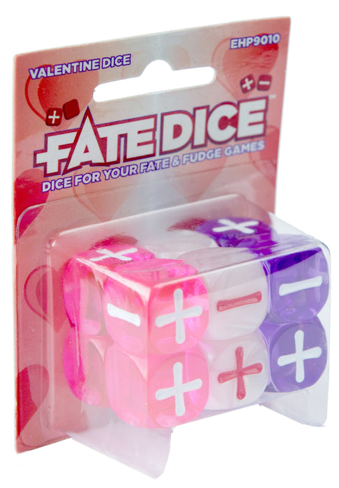Fate Dice for Fate & Fudge Games by Evil Hat Productions - 12 D6 Valentine Dice