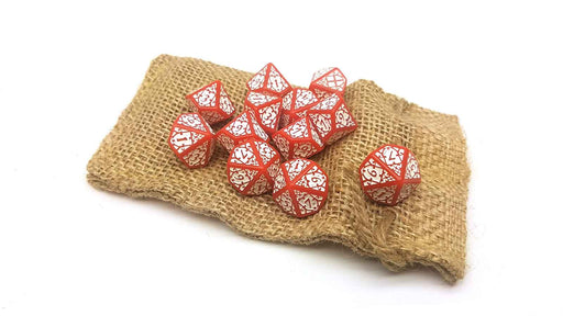 Blood & Plunder Pack of 12 D10 English Nationality Dice - Red with White