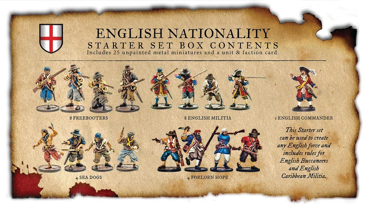 Blood & Plunder English Nationality Starter Set - 25 Unpainted Metal Miniatures
