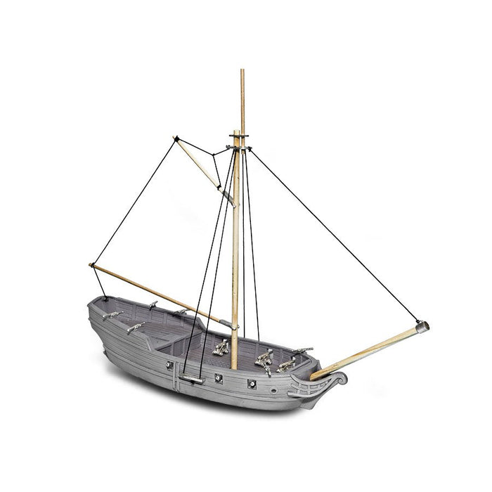 Blood & Plunder: Unpainted Plastic Resin Sloop Ship Hull with Rigging Components