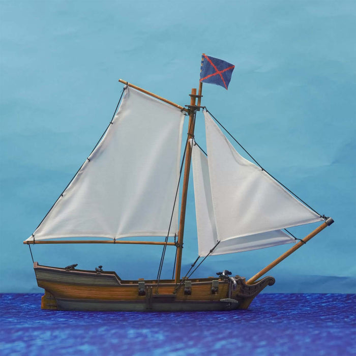 Blood & Plunder: Unpainted Plastic Resin Sloop Ship Hull with Rigging Components