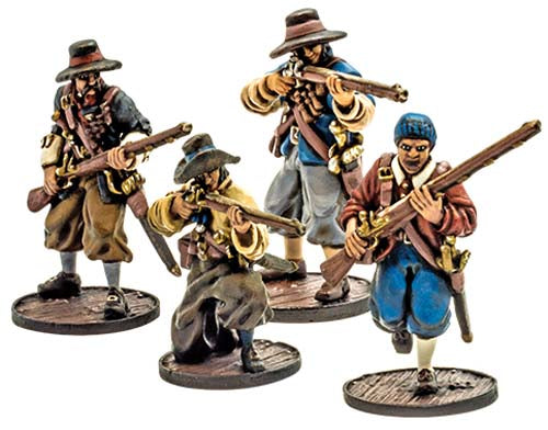 Blood & Plunder: English Freebooters Unit (4 Pieces) Unpainted Metal Miniature