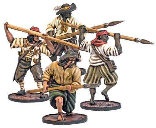Blood & Plunder: Spanish Lanceros Unit (4 Pieces) Unpainted Metal Miniature