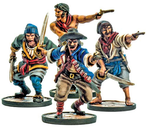 Blood & Plunder: French Marins Unit (4 Pieces) Unpainted Metal Miniature Model