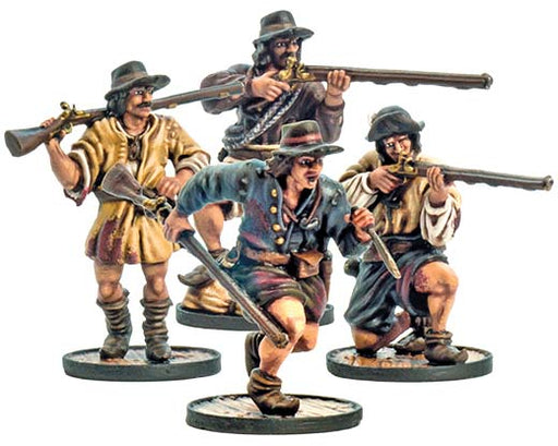 Blood & Plunder: French Boucaniers Unit (4 Pieces) Unpainted Metal Miniature