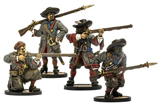 Blood & Plunder: French Milice des Carabes Unit (4 Pieces) Unpainted Metal Mini