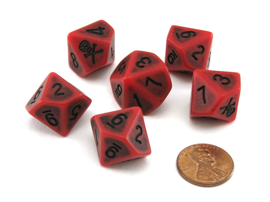 Blood & Plunder Blood D10 Dice Set - 6 Red 10-Sided Dice