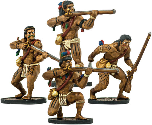 Blood & Plunder Native American Warrior Musketeers Unit (4) Unpainted Metal Mini