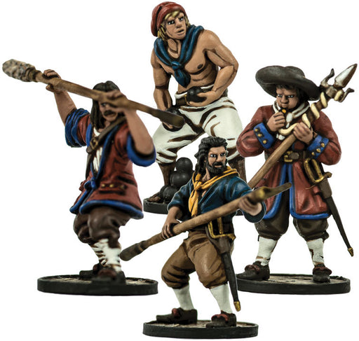 Blood & Plunder European Cannon Crew (4 Pieces) Unpainted Metal Model Figures