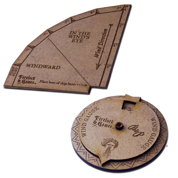Blood & Plunder Template Set: Wooden Turning Gauge and Wind Direction Compass
