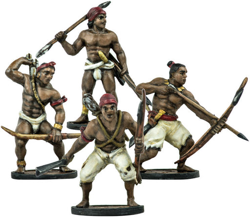 Blood & Plunder Native American African Warriors Unit (4) Unpainted Metal Minis