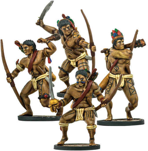 Blood & Plunder Native American Warrior Archers Unit (4) Unpainted Metal Minis
