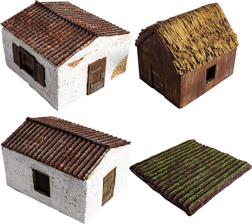 Blood & Plunder Village Bundle - 2 Tiled Houses, 1 Thatch House, and 1 Farmland