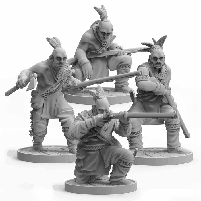 Blood & Plunder: Native American Braves (4 Pieces) Unpainted Metal Miniatures