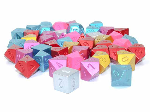 Faux Metal Jacket Mix of 50 Polyhedral Dice