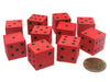 Set of 10 D6 16mm Foam Dice with Square Corners - Red with Black Spots