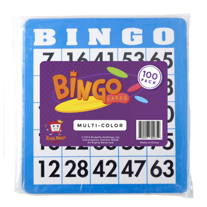 Pack of 100 Bingo Cards - 25 Each of Red, Green, Blue, Black