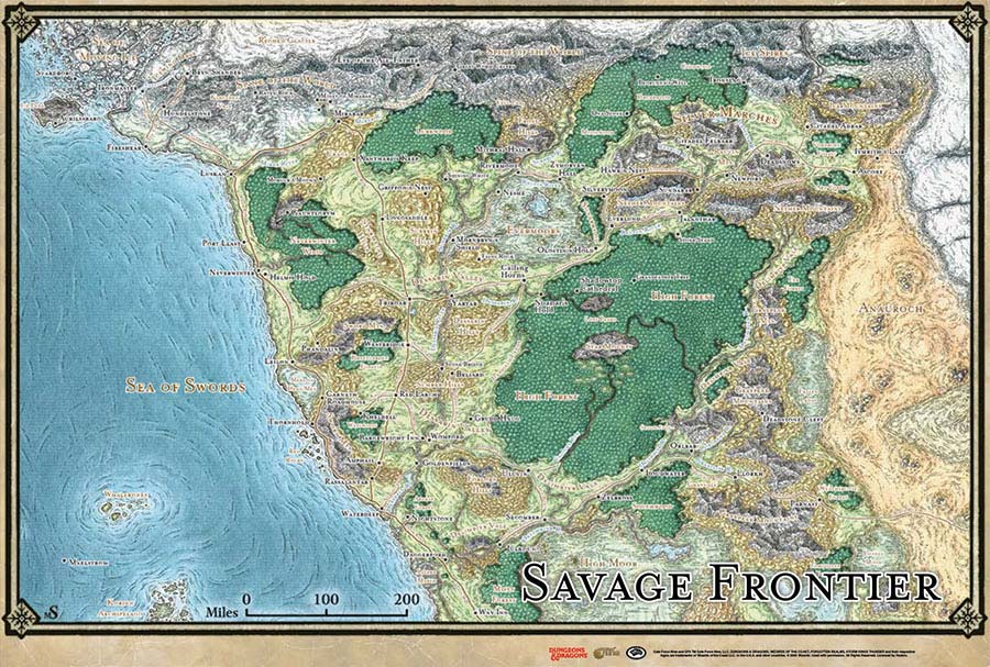 Dungeons and Dragons Forgotten Realms Savage Frontier RPG Map