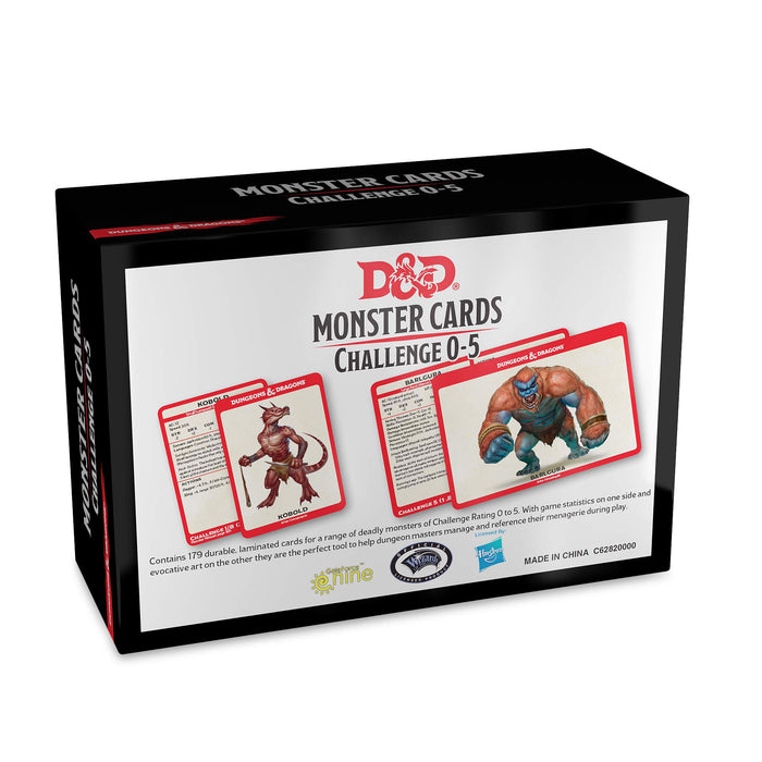 Dungeons and Dragons RPG Monster Cards - 177 Cards with Challenge Rating 0 to 5